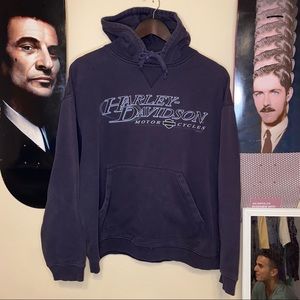 Vintage Y2K Navy Harley Davidson Graphic Hoodie